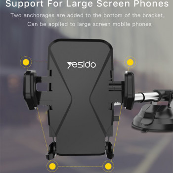 Suport Auto pentru Parbriz si Bord - Yesido Extendable Arm (C40) - Black - Img 3