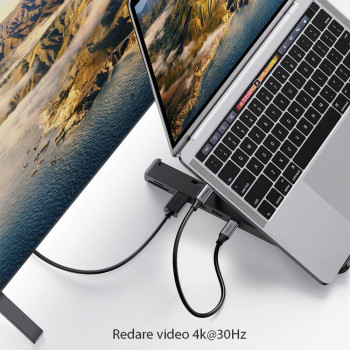 Suport Laptop + Hub Type-C la 2xUSB, HDMI, card SD, Card TF - Ugreen (80551) - Black - Img 3