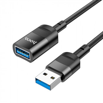 Cablu Adaptor USB la USB 3A, 5Gbps, 1.2m - Hoco (U107) - Black - Img 1