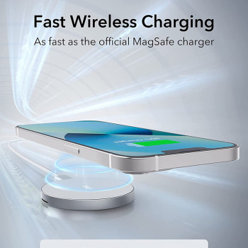 ESR - Wireless Charger HaloLock - MagSafe Compatible, with Kickstand - White - Img 4