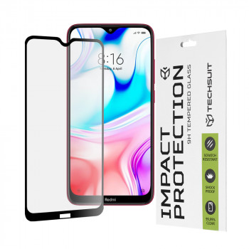 Folie protectie telefon Xiaomi Redmi 8 / Redmi 8A - Techsuit 111D Full Cover / Full Glue Glass - Black