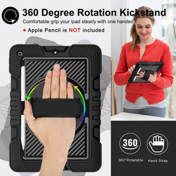 Husa pentru tableta iPad 9.7 (2017 / 2018) - Techsuit StripeShell 360 - Black - Img 2