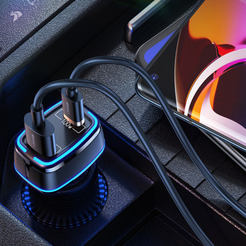 Incarcator Auto Type-C, USB, 120W, 5A - USAMS C24 Dual Port (US-CC142) - Black - Img 3