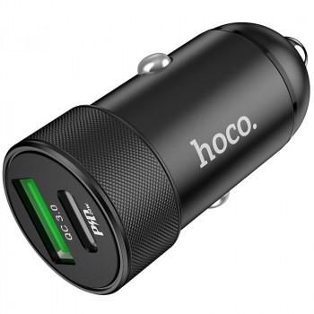 Incarcator Auto USB, QC3.0, 18W, Type-C, PD20W - Hoco (Z32B Speed Up) - Black - Img 2