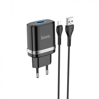 Incarcator Priza USB-A, 10W, 2.4A + Lightning - Hoco Ardent (N1) - Black - Img 3
