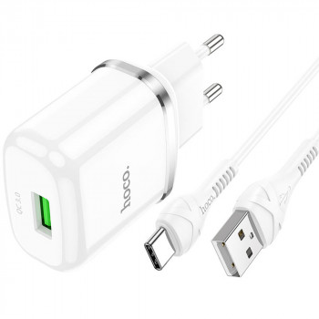 Incarcator priza USB-A, 18W, 3A + Cablu Type-C 1m - Hoco Special (N3) - White - Img 3