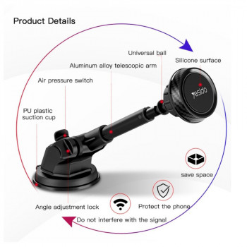 Suport Auto Magnetic Bord / Parbriz - Yesido Extendable Arm (C67) - Black - Img 4