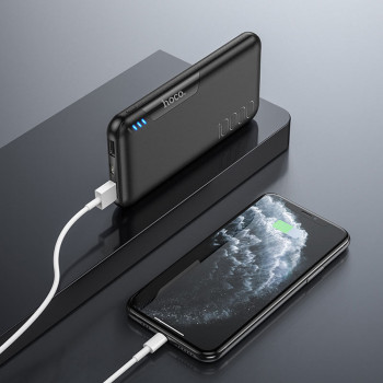 Baterie Externa 10000mAh, 2x USB, Micro-USB, tip C, LED - Hoco Easylink (J82) - Black - Img 4