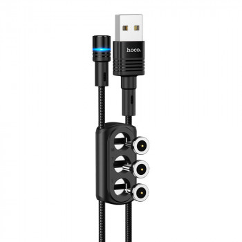 Cablu de Incarcare USB-A la Lightning, Type-C, Micro-USB 20W, 2.4A, 1.2m - Hoco Sunway (U98) - Black - Img 2