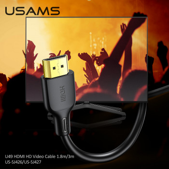 Cablu Video HDMI la HDMI 2.0 4K, 1.8m - USAMS U49 (US-SJ426) - Black - Img 4