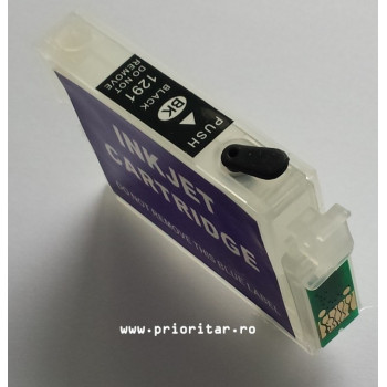 Cartuse autoresetabile EPSON T1291 reincarcabile refilabile ( Cartus T-1291 cip auto-resetabil negru ) - Img 1