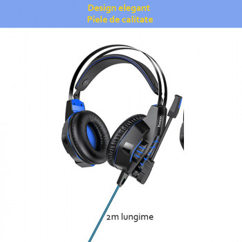 Casti Gaming Jack 3.5mm, USB - Hoco (W102 Cool) - Blue - Img 4