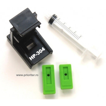 Dispozitiv incarcare si desfundare cartuse HP304 N9K08AE N9K07AE HP-304XL negre si color cu 2 ventuze si seringa - Img 2