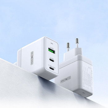Duzzona - Wall Charger 3in1 (T1) - USB, 2x Type-C, GaN Fast Charging 65W - White - Img 3