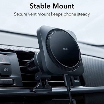 ESR - Car Holder with Wireless Charging HaloLock - with CryoBoost, MagSafe Compatible, for Air Vent - Frosted Onyx - Img 2