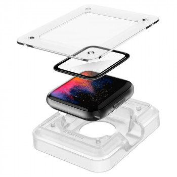 Folie pentru Apple Watch 4 / 5 / 6 / 7 / SE 40mm (set 2) - Spigen ProFlex EZ Fit - Black - Img 2