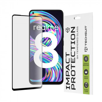 Folie protectie telefon Realme 8 4G / 8 Pro - Techsuit 111D Full Cover / Full Glue Glass - Black