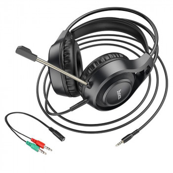 Hoco - Wired Headphones Tiger (W106) - for Gaming, Jack 3.5mm, with Microphone - Black - Img 3