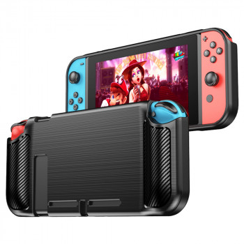 Husa pentru Nintendo Switch - Techsuit Carbon Silicone - Black - Img 2