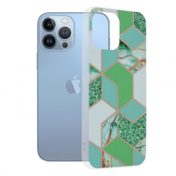 Husa telefon iPhone 13 Pro Max - Techsuit Marble Series - Green Hex
