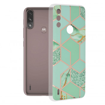 Husa telefon Motorola Moto E7 Power / Moto E7i Power - Techsuit Marble Series - Green Hex
