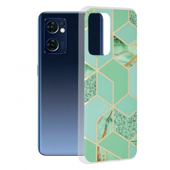 Husa telefon Oppo Reno7 5G / Find X5 Lite 5G - Techsuit Marble Series - Green Hex - Img 1