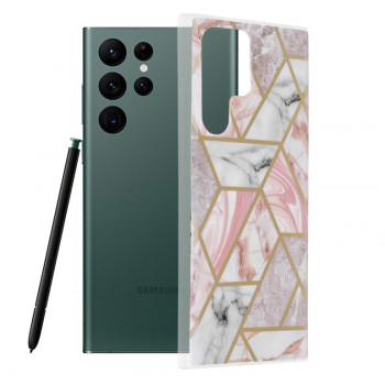 Husa telefon Samsung Galaxy S22 Ultra 5G - Techsuit Marble Series - Pink Hex