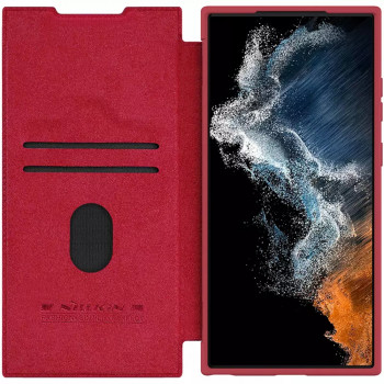 Husa telefon Samsung Galaxy S23 Ultra - Nillkin QIN Leather Pro Case - Red - Img 3