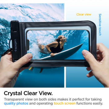 Husa universala pentru telefon (set 2) - Spigen Waterproof Case A601 - Black - Img 3