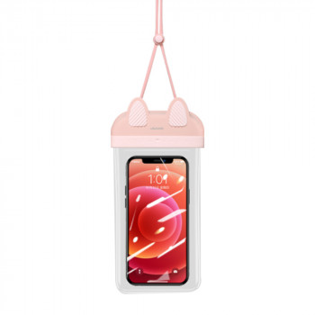 Husa Waterproof pentru Telefon 7 inch - USAMS Bag (US-YD010) - White/Rose