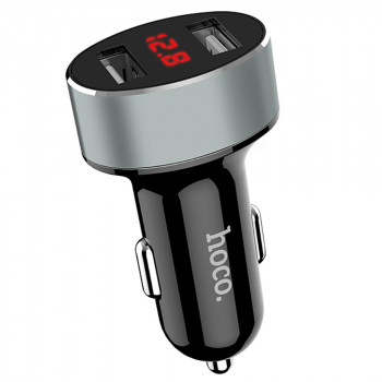 Incarcator Auto 2xUSB-A, 10.5W, 2.1A - Hoco High Praise (Z26) - Black - Img 1