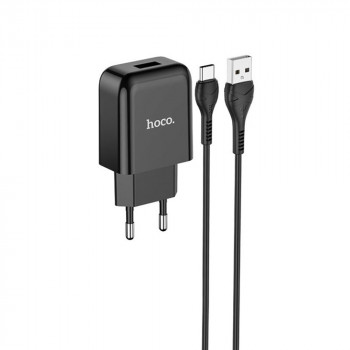 Incarcator USB-A, 10W, 2.1A + Cablu Type-C - Hoco Vigour (N2) - Black - Img 3