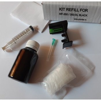 Kit refill reincarcare si desfundare cartuse HP350 HP 350XL CB335EE CB336E negre