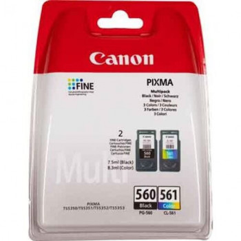 Set 2 cartuse imprimanta Canon PG560 negru CL561 COLOR ORIGINALE + CADOU 100 ml cerneala neagra PG560