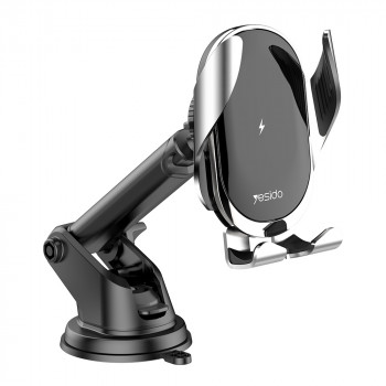 Suport Auto Universal cu Incarcare Wireless 15W - Yesido Extendable Arm (C78) - Black - Img 1