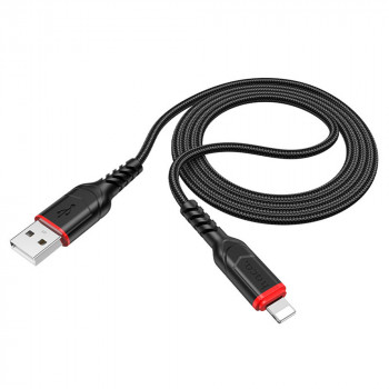 Cablu de Date USB-A la Lightning 12W, 2.4A, 1m - Hoco Victory (X59) - Black - Img 2