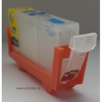 Cartus reincarcabil albastru pt CANON CLI-526 CYAN cip autoresetabil CLI526 refilabil cu chip auto-resetabil