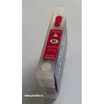 Cartus reincarcabil PLIN CU CERNEALA EPSON T0713 T713 rosu cu chip autoresetabil T-713 MAGENTA