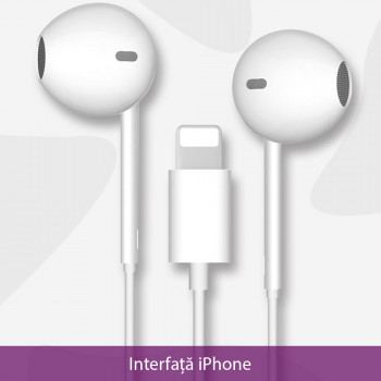 Casti Audio Stereo Lightning cu Microfon, 1.2m - Yesido (YH28) - White - Img 2
