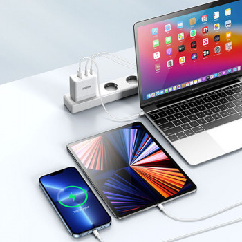 Duzzona - Wall Charger 3in1 (T1) - USB, 2x Type-C, GaN Fast Charging 65W - White - Img 4
