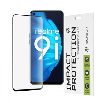 Folie protectie telefon Realme 9i 4G / 9 5G / 9 Pro / Oppo A76 / A96 / OnePlus Nord CE 2 Lite 5G - Techsuit 111D Full Cover / Full Glue Glass - Black