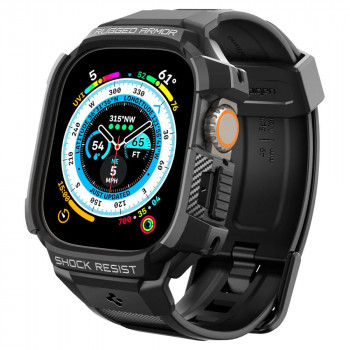 Husa pentru Apple Watch Ultra + Curea - Spigen Rugged Armor Pro - Black