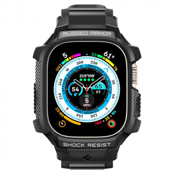 Husa pentru Apple Watch Ultra + Curea - Spigen Rugged Armor Pro - Black - Img 4