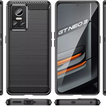 Husa telefon Realme GT Neo 3 80W / 150W - Techsuit Carbon Silicone - Black - Img 2