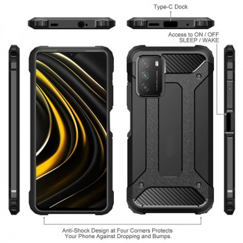 Husa telefon Xiaomi Poco M3 - Techsuit Hybrid Armor - Black - Img 2