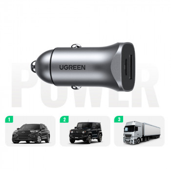 Incarcator Auto 2xUSB-A, 24W, 4.8A - Ugreen (30780) - Space Gray - Img 4