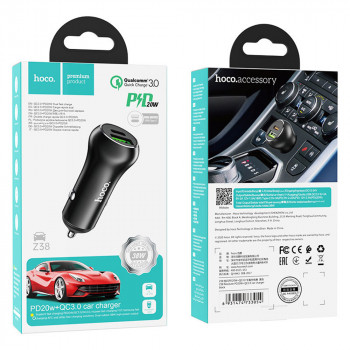 Incarcator Auto USB, QC3.0, 18W, Type-C, PD20W - Hoco (Z38 Resolute) - Black - Img 4