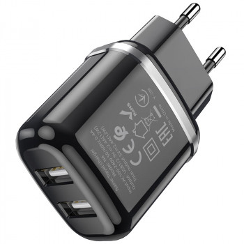 Incarcator Priza 2xUSB-A, Q.C 3.0, 12W, 2.4A - Hoco Aspiring (N4) - Black - Img 2
