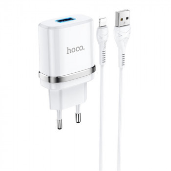 Incarcator Priza USB-A, 10W, 2.4A + Lightning - Hoco Ardent (N1) - White - Img 2