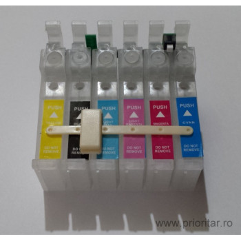 SET Cartuse rezerva pentru Ciss Epson T801 T802 T803 T804 T805 T806 ( T-801 T-802 T-803 T-804 T-805 T-806 ) Epson Stylus Photo PX-700W R265 R285 R360 RX-560 RX-585  cu  BUTON DE RESETARE !! PRET PROMO !! - Img 1